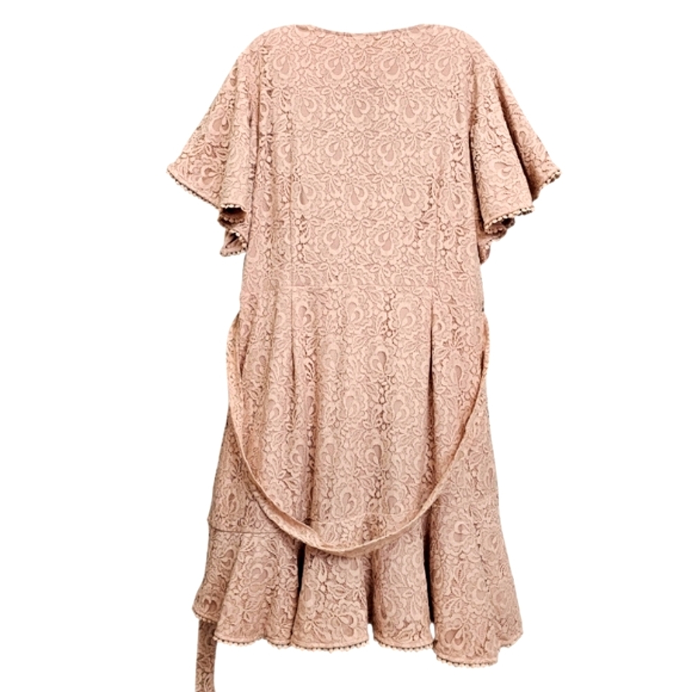 Nwt City Chic Sweet Luv Rose Quartz Lace Flutter Sleeve Vneck Knit Ruffle Dress - Picture 13 of 17